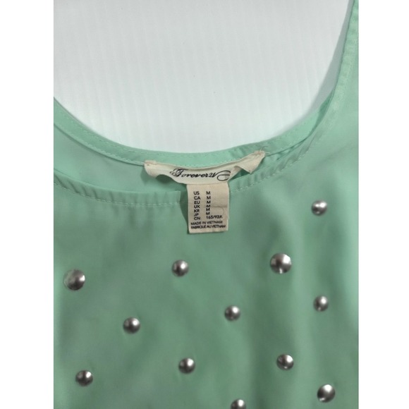 Forever 21 Studded Tank Top Sleeveless Casual Cute Green Size M - Picture 7 of 8